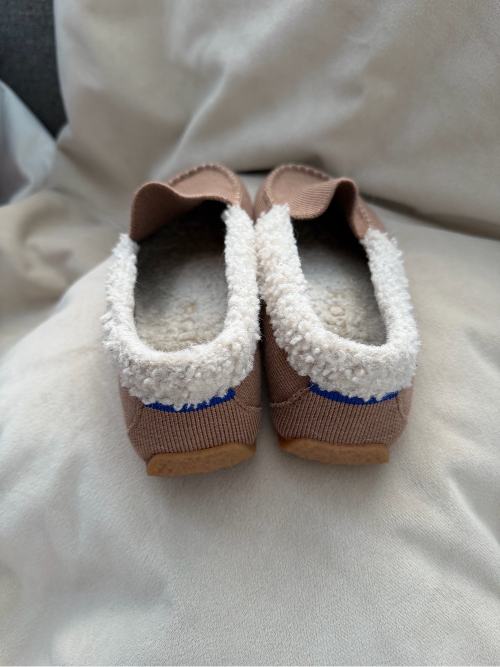 Rothy's Brown and Cream Sherpa-Lined Women's Slippers